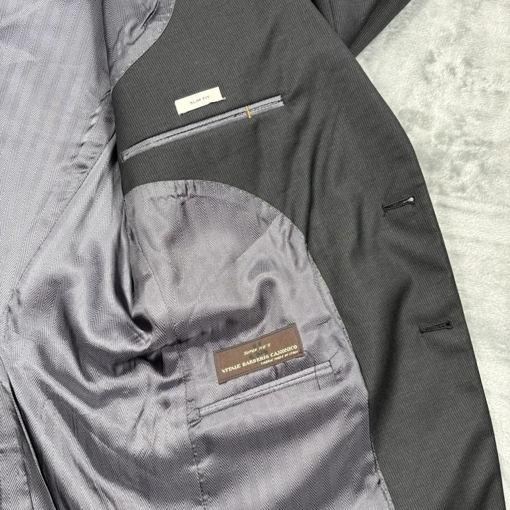 Joseph Abboud 42L Slim Fit Sport Coat Gray Super 110s VBC Wool Blazer 42 Long